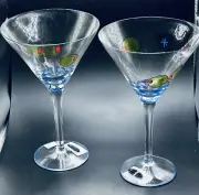 Julia Martini Glasses Olives Romania 8" Tall New set of 2