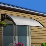 Instahut Window Door Awning 1mx1m Transparent/Brown Hollow Sheet Plastic Frame