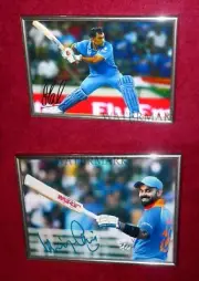 MS Dhoni Virat Kohli India Cricket Team 2 Frame Set Signed Photo Image Framed