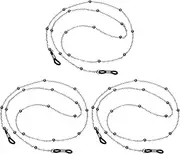 [uxcell] Eye Glasses Holders Around Neck, Black Metal Bead Eyeglasses Strap Fashion Stylish Beaded Lanyard Glasses Chain for Women Sunglasses Old Lady Glass, 3 Pcs