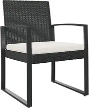 vidaXL Set of Two Rattan-Look Garden Dining Chairs - Designed with Polypropylene Material in Classic Black - Features Sturdy Powder-Coated Steel Frame with Armrests and Backrest