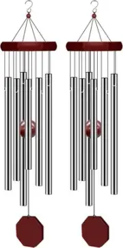 2 Pack Memorial Wind Chimes Outdoor Large Deep Tone, Elegant Sympathy Wind-Chime