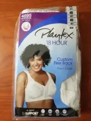 NEW PLAYTEX 18 HOUR CUSTOM FLEX BACK FRONT CLOSE WHITE 48B - STYLE 4695