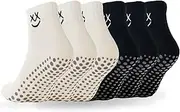 [Soxbang] 6 Pairs Pilates Socks with Grips,Yoga Socks Barre Socks Non Slip Socks for Barre Ballet Barefoot Workout Embroidery Smile Sock, Multi, 5-9