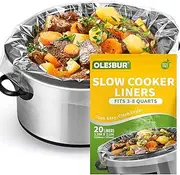 [OLESBUR] Slow Cooker Liners, 13"x21", 20 Count, Fits 3-8 Quarts, Disposable Pot Liners Compatible with Crockpot, Oval Large Size, BPA-Free Cooking Bags, Kitchen Accessories, Cook with Ease