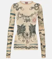 [Jean Paul Gaultier] Jean Paul Gaultier x KNWLS printed mesh top AU 8 multicoloured