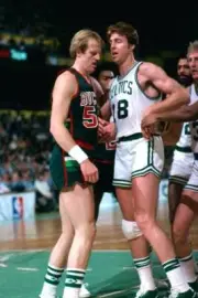 Kent Benson Milwaukee Bucks defends against Dave Cowens Boston Cel- Old Photo