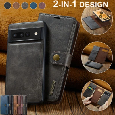 Fr Google Pixel 9 8 7 6 Pro 7A Removable Leather Magnetic Wallet Case Flip Cover