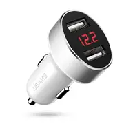 US-CC045 C1 Dual USB Digital Display 2.1A Car Charger Adapter for iPhone X 8 Plus S8 Note 8 S9 WHITE COLOR