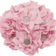 3.5" Rhinestone Pearl Chiffon Flower, 10 Pcs Sewing Fabric Appliques, Pink
