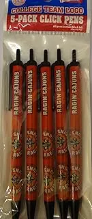 NCAA Louisiana Lafayette Ragin' Cajuns 5 Pack Click Pens - Black Ink