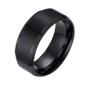 Titanium Stainless Steel 8mm Brushed Finish Wedding Band Comfort Ring Black