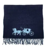 在飛比找樂天市場購物網優惠-COACH 純羊毛經典馬車雙面圍巾 義大利製流蘇圍巾 流蘇披
