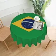 Brazil Flag Tablecloth Round Table Cloth 60 Inch Waterproof Party Table Covers for Picnic Kitchen Outdoor