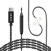 EZ EAR 2M 2PIN USB C IEM Cable with Microphone, KZ Cable with Type C Plug for ZS10 PRO//ZSN PRO X/ZSN PRO/EDX PRO/Castor,CCA CRA/C10/C12