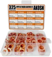 325 PCS, 10 Sizes, Premium Copper Metric Sealing Crush Washers Assortment Kit...