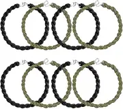 [CKCSHI] 8pcs Twisters Army Ties, Military Boot Straps, Elastic Boot Bands, Blousing Straps, Army Bands Trousers Clips, Military Boot Blousers With Metal Hooks for Outdoor Activity (Black, Green), Black, One