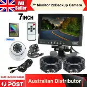 7" Monitor Two HD Reversing CCD Camera 4PIN System Trailer Caravan cable 12V/24V