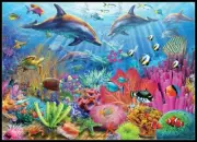 Counted Cross Stitch Pattern Needlework Chart X Stitch-Dolphin Coral Reef