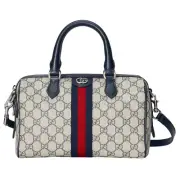 GUCCI Ophidia Small $1980 Beige/Blue GG Canvas Top Handle Bag New & Authentic