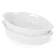 Porcelain Small Oval Au Gratin Pans,Set of 2 Baking Dish Set for 1 or 2 perso...