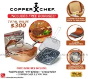 Copper Chef 6 Piece Set 9.5" + Warranty✓ Authentic✓ Bonus Pan included