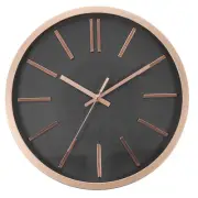 12 Inch Battery Operated Non-Ticking Round Wall Clocks, Rose Gold/Black