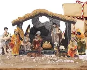 Nativity Tabletop Scenes | Christmas Nativity Figurine Set | 12 Piece Resin Hand-painted Nativity Figurines | Holy Family Religious Figurine Adornmen Indoor Outdoor With 12 Figures
