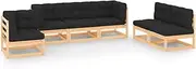 6 Piece Garden Lounge Set with Cushions Solid Pinewood Patio Bar Sets