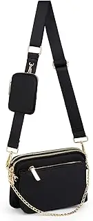 [UTO] Small Crossbody Bags for Women 3 in 1 Trendy Belt Purse Fashion Designer Mini Cute Sling Fanny Chest Pack, Black, Small, Pu