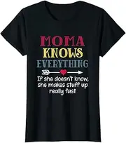 [VidiAmazing] Womens Moma Knows Everything If She Doesn't Know Gift ds1185 T-Shirt