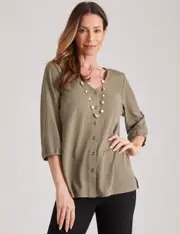 Millers 3/4 Sleeve Textured Top with Buttons