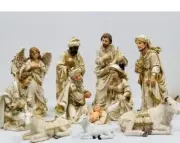 Christmas Nativity 11Pce Scene Set 31cm Gold/White Christian Jesus Figurines