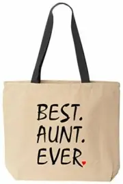 Best Aunt Ever Reusable Grocery Shopping School Office Natural Cotton Canvas Tot