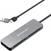 Simplecom CR407 5-Slot SuperSpeed USB 3.0 and USB-C to CFast/CF/XD/SD/MicroSD Card Reader