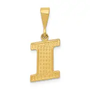 14K Yellow Gold Textured Initial I Charm