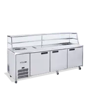 Williams Jade Sandwich - Three Door Stainless Steel Prep Counter Refrigerator With Blown Air Well