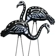 2-Pack Halloween Black Flamingo Skeleton Zombie Flamingos Skull Flamingo with Stakes for Halloween Lawn Ornaments Spooky Graveyard Decorations