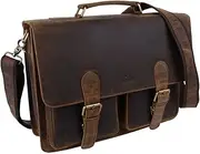 [Oakridge Leather] Executive Briefcase Work Bag Brown Hunter Leather, Brown Hunter Leather