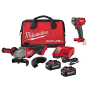 Milwaukee Cordless Angle Grinder, Paddle Switch Kit w/ Compact Impact Wrench 18V