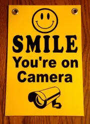 SMILE YOU'RE ON CAMERA SIGN 8"x12" NEW with Grommets Security Surveillance