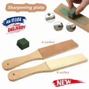 Wooden Dual Sided Leather Blade Strop Razor Sharpener Polishing Handle Craft Set