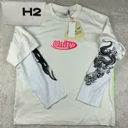 New Heron Preston H2 UNITY Oversized Long Flames Dragon Sleeve Skater T-Shirt M