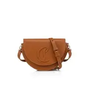 CHRISTIAN LOUBOUTIN By My Side Cuoio Brown Grained Leather Crossbody Bag New