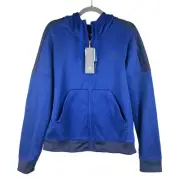 Adidas Team Issue Full Zip Climacool Hooded Jacket Womens Large Blue Thumb Holes