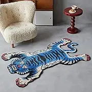 5x3.3ft Tibetan Tiger Area Rug Tufted High Pile XLarge Indoor Machine Washable Carpet with Nonslip TPR Backing - Bedroom, Bathroom, Living & Dining Room Home Décor
