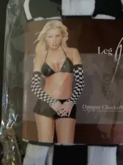 Leg Avenue Opague Checkerboard Arm Warmers OSFM NEW!