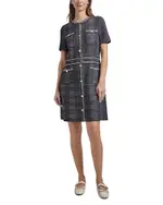 Misook Plaid Button Front Sheath Dress