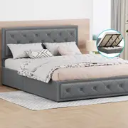 ALFORDSON Bed Frame King Size Gas Lift Storage Mattress Base Fabric Grey DIANA
