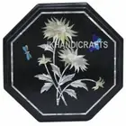 12" Black Marble Table top side table semi precious stones inlay work Home Decor
